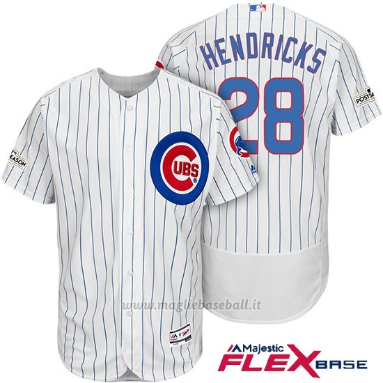 Maglia Baseball Uomo Chicago Cubs 2017 Postseason 28 Kyle Hendricks Bianco Flex Base